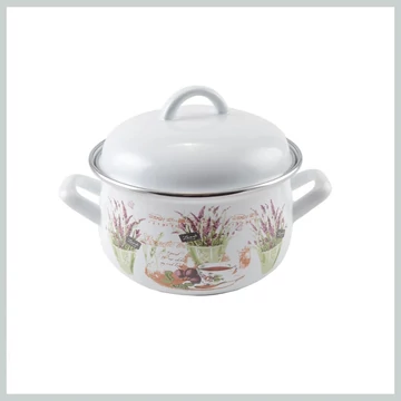 Perfect Home Levendula Oală Emailată cu Capac, 16 cm, Model 14223