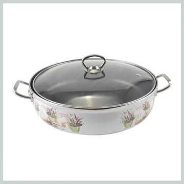 Perfect Home Levendula Cratiță Emailată cu Capac de Sticlă, 26 cm, Model 14225