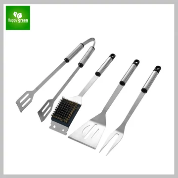 HAPPY GREEN Set de grătar BBQ, 4 piese, oțel inoxidabil 5012060-A