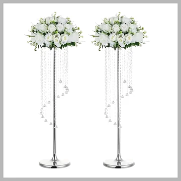 Set 2 piese – Decor central de nuntă argintiu – QD89339-b