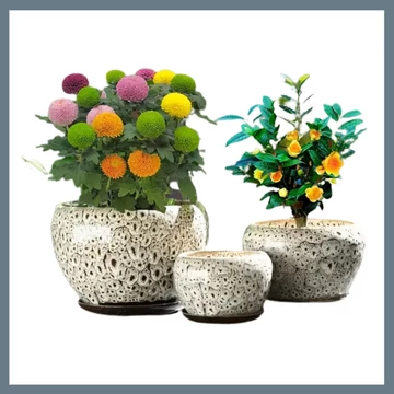 Set ghivece ceramice – 3 bucăți, alb crem – VM1764362-4