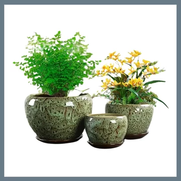 Set ghivece ceramice – 3 bucăți, verde – VM1764362