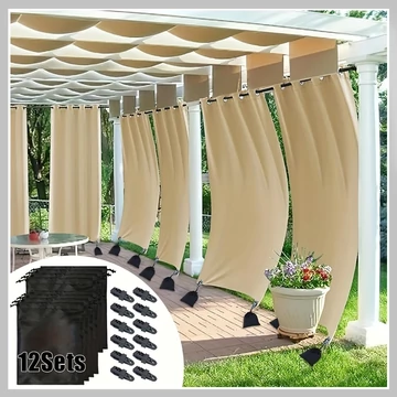 12 buc Greutăți pentru perdele exterioare rezistente la vânt, cu clipsuri – Bej XM1248295