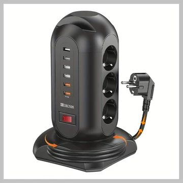 Prelungitor Rotativ 15-în-1 cu Multiple Ieșiri și Porturi USB WM1104434