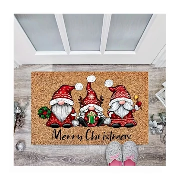 Covoraș de Crăciun – 40×60 cm, cu model „Merry Christmas” și spiriduși – UL45390