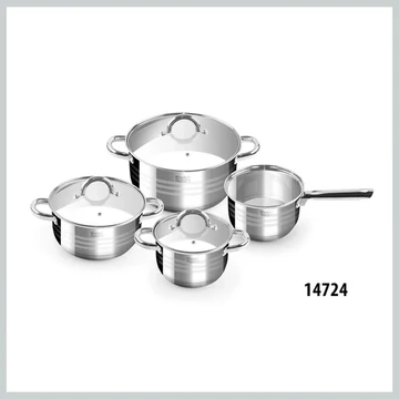 Perfect Home Deluxe Set de vase din inox cu 7 piese, cu capace de sticlă 14724