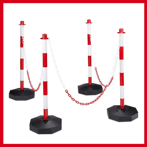 Stâlpi de trafic cu lanț, set de 4 bucăți, cod 1001478