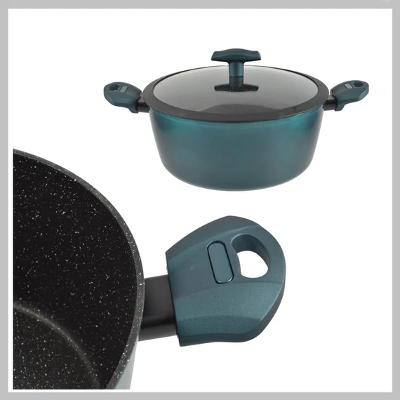 Perfect Home Sea Line Oală din aluminiu antiaderent cu capac din sticlă, 24 cm, 4L, inducție - 15250