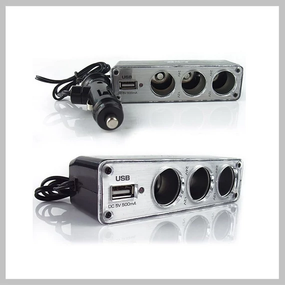 Dispozitiv de distribuție pentru bricheta auto + USB Holm0037