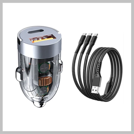 Set de încărcător auto de 120 W, încărcător auto cu 2 porturi + cablu de încărcare Holm8438