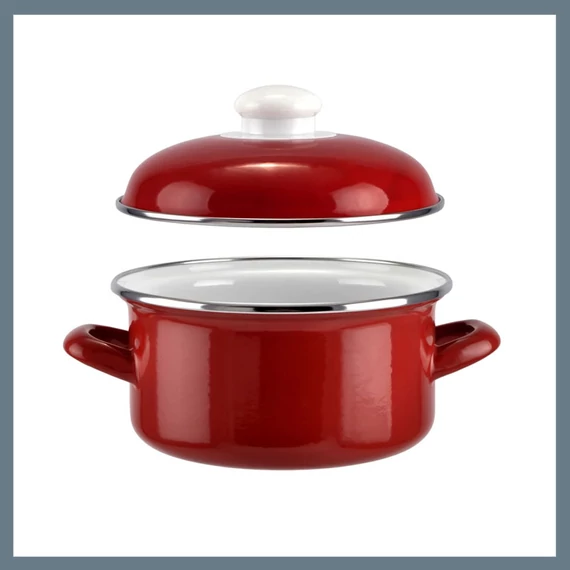 Perfect Home Cratiță smălțuită cu capac 22 cm roșie 14409