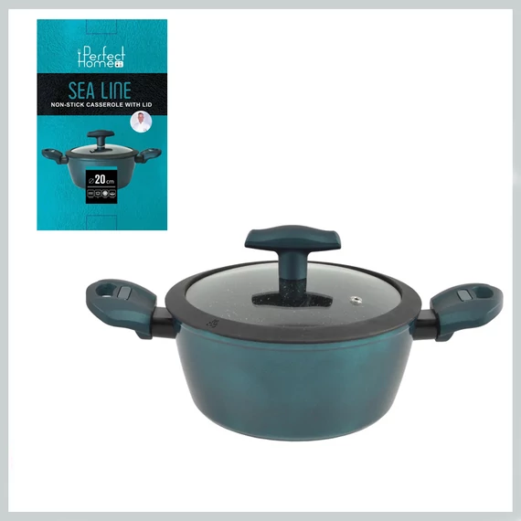 Perfect Home Sea Line cratiță din aluminiu antiaderent cu capac din sticlă, 20 cm, 3,2 l, pentru inducție (15107)