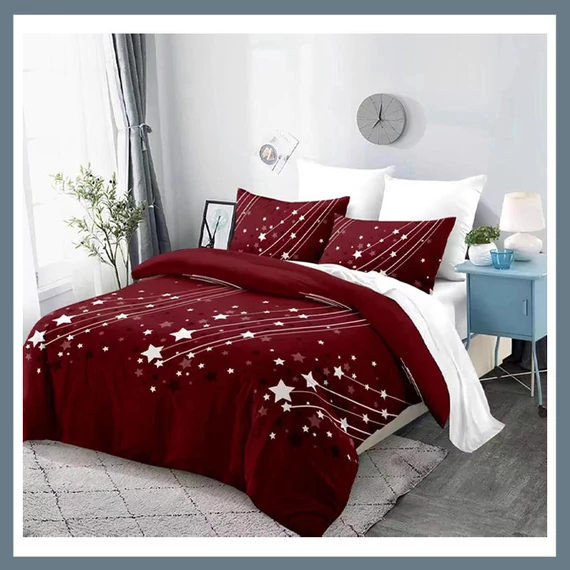 Set de lenjerie de pat Moon din 7 piese, burgundy MOON1