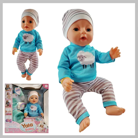 YALA Baby Păpușă interactivă, face pipi, farfurie, oliță, suzetă, scutec, 45 cm înălțime, de la 3 ani BL231J