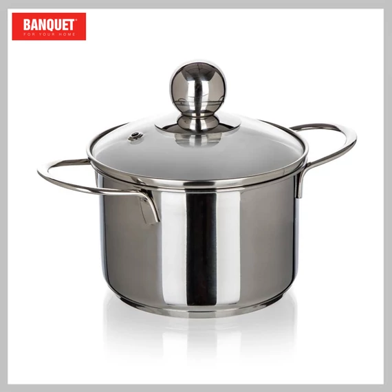 BANQUET Oală din oțel inoxidabil PICCOLO 12 x 8 cm, 0,85 l, cu capac 48721016