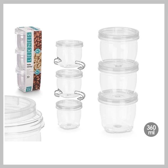 Setul LEKNES 3 borcane de plastic de 360 ml 10658
