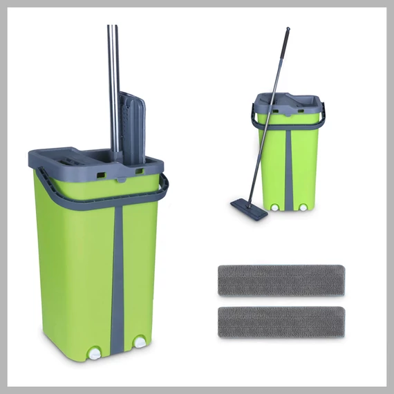 Cenocco - Mop plat cu găleată verde CC-9077GN
