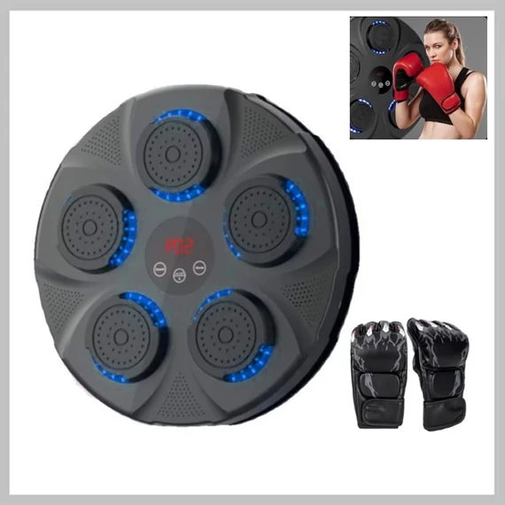 Aparat de box montabil pe perete, Bluetooth, lumini LED, negru, cu mănuși FABLF