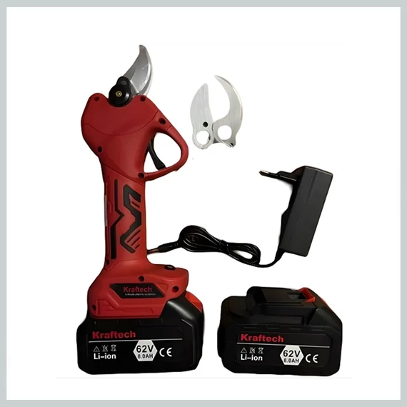 Foarfecă de tăiat crengi cu acumulator Kraftech cu 2 acumulatori, 62V KT-BSCS-6812ix