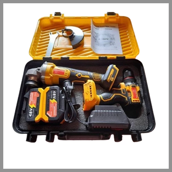 Set bormașină-înșurubător și polizor unghiular MUSTANG STAR cu 2 acumulatori 48V MS-2X48V