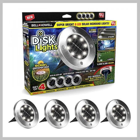 Bell Howell Disk Light Set 4 bucăți, lampă solară BHDSL4