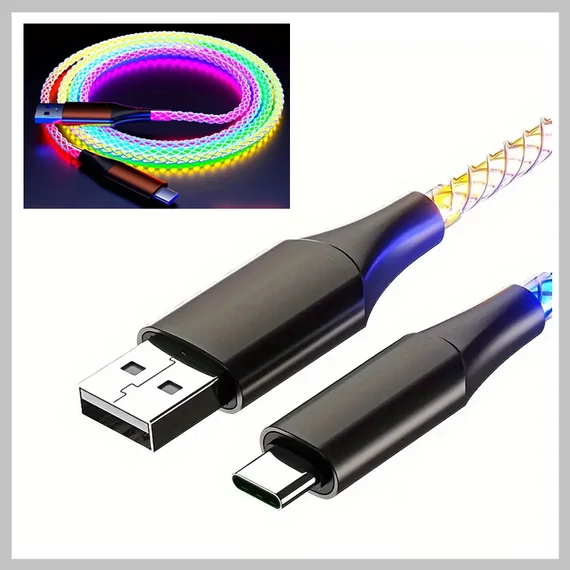 Cablu USB-C 1M 60W cu iluminare RGB LED (T) VB66364