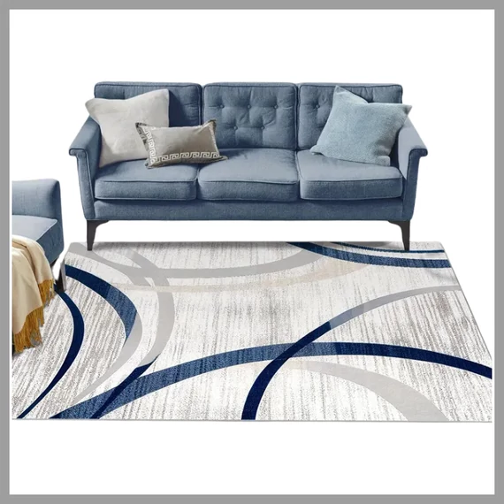 Covor din catifea 160 × 230 cm, albastru și gri (T) TP330581-c