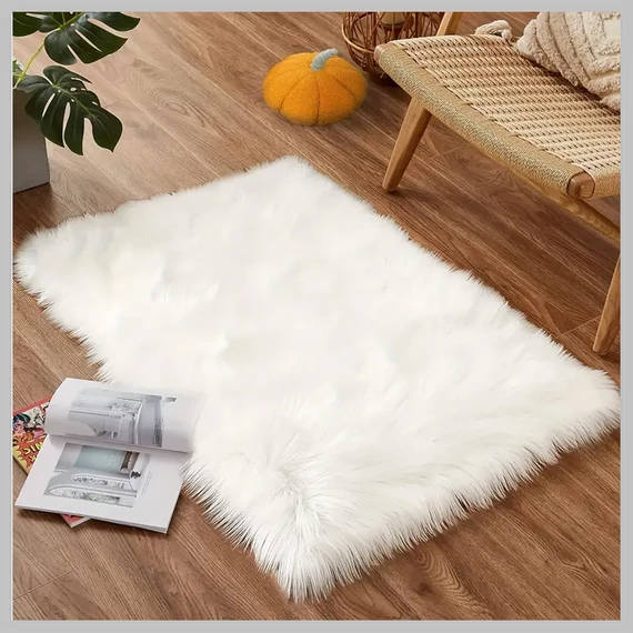Covoraș din blană sintetică pufoasă – 60 × 120 cm, pluș moale – VL452364-2
