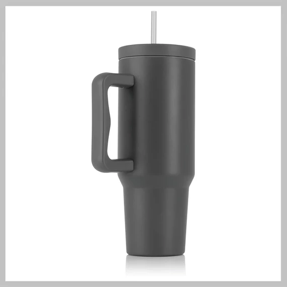 GOURMETMAXX Termo cană cu capac și pai 1,2 litri gri DS15042-L
