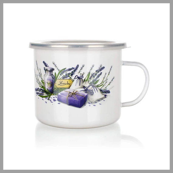 BANQUET Cană emailată cu decor Lavandă, cu capac, 0,9 l – 13RMVEG08
