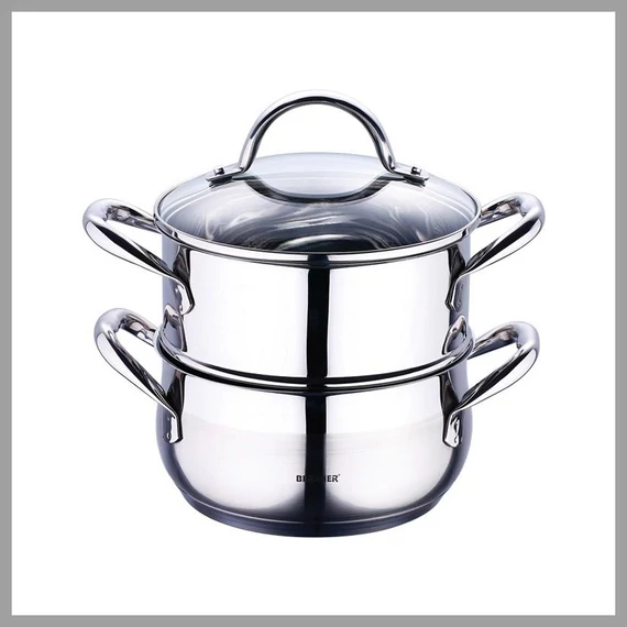 Bergner Oală din oțel inoxidabil cu aburi 2,2L BG-6521