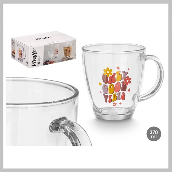 Cană din sticlă VIVALTO Good Vibes 370 ml 11427
