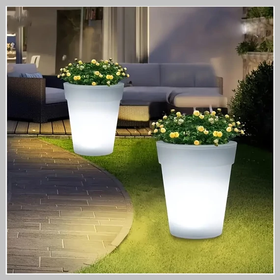 Set de 2 ghivece decorative cu iluminare solară – YC1278601
