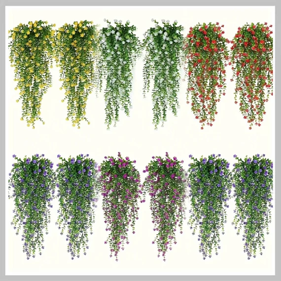 Set 12 plante decorative artificiale atârnate – rezistente la UV – NJ1340137
