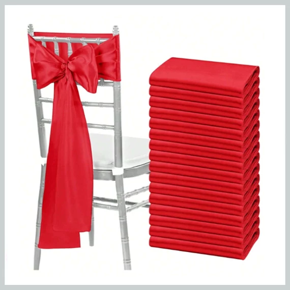 Set fundițe pentru fustă de scaun - satin roșu, pachet de 10 56079285pi