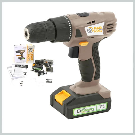 Mașină de găurit și înșurubat fără fir Far Tools 18V Li-Ion 1,3Ah 215117