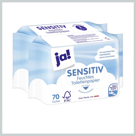 Șervețele umede ja! Sensitive pentru toaletă, 70 bucăți × 2 pachete 8033362