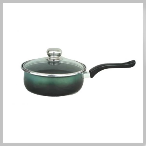 Tigaie Platinum cu mâner și capac de sticlă, teflon, 24 cm – 2,5 litri – verde 5991554601315