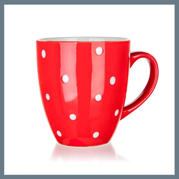Cana ceramică BANQUET 400 ml, cu buline roșii 60K1512-C