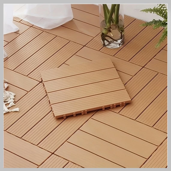 Plăci de podea din plastic pentru terasă, set 10 bucăți, 30 x 30 cm, maro BX2939445