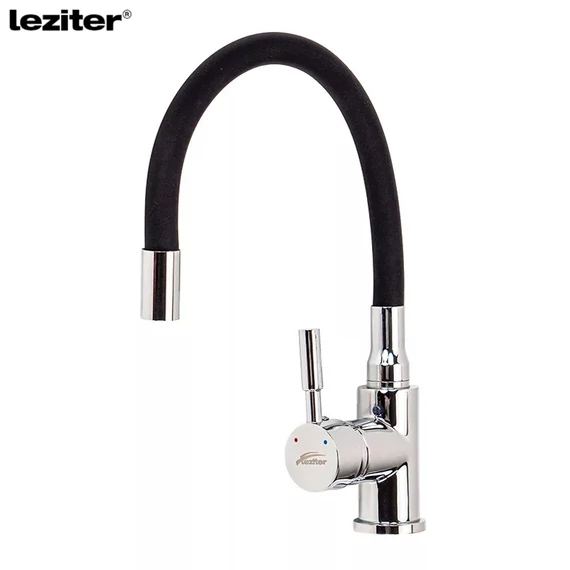 Baterie de chiuvetă LEZITER Corin, montare verticală, cu furtun flexibil negru ZS-7012