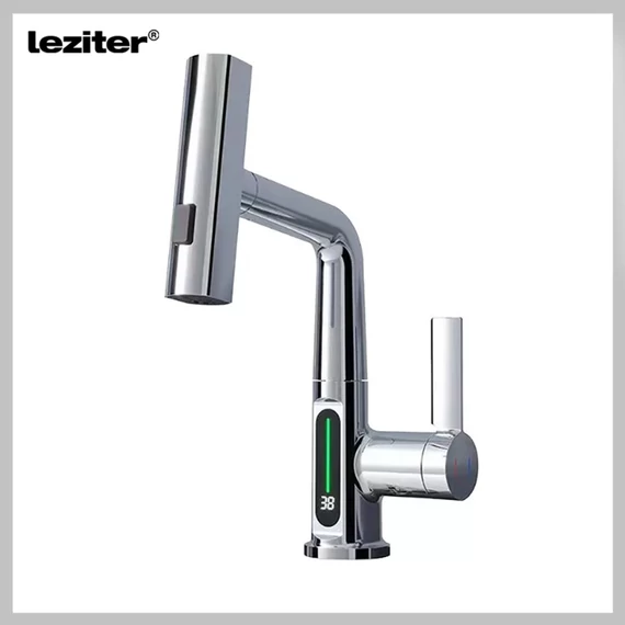 Baterie chiuvetă LEZITER Mara cu cap multifuncțional și afișaj, crom ZS-7020-CH