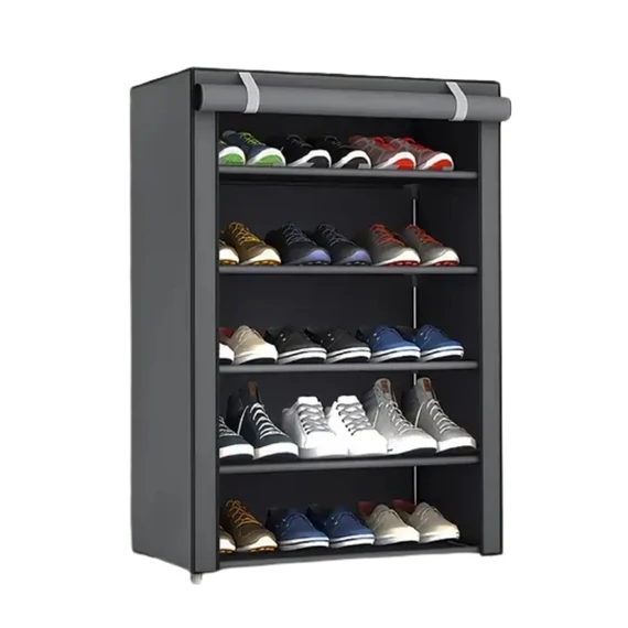 Raft de pantofi cu 5 niveluri – cu husă rabatabilă, gri JY638049