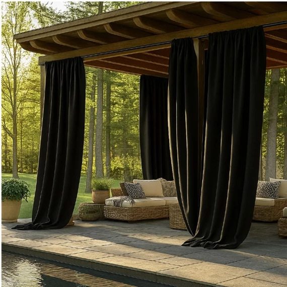 Draperie Neagră Semitransparentă – Set 2 bucăți, 132 x 215 cm – QB1096473-ff132215