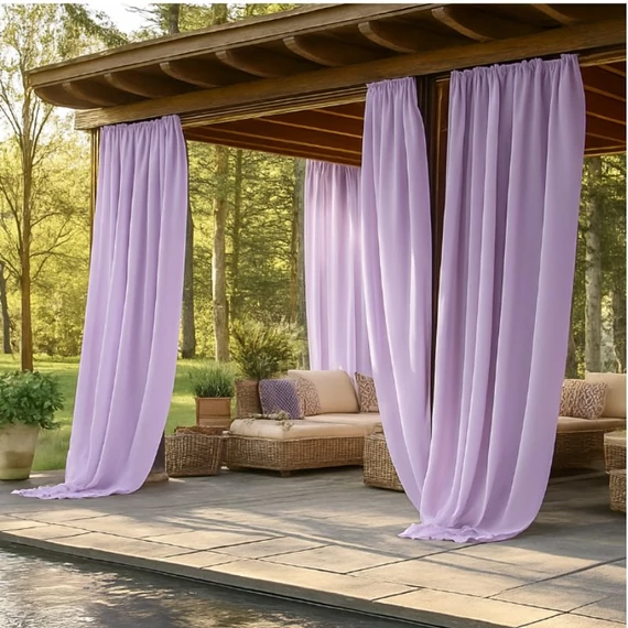 Perdea semitransparentă mov deschis 2 buc – 132x215 cm – QB1096473-l132215