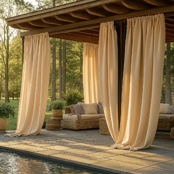 Perdea semitransparentă culoarea mocca 2 buc – 132x215 cm – QB1096473-m132215