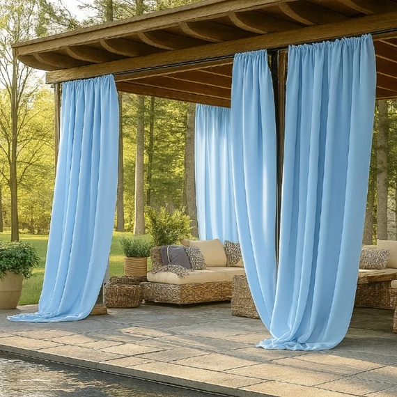 Perdea semitransparentă bleu deschis 2 buc – 132x215 cm – QB1096473-vk132215