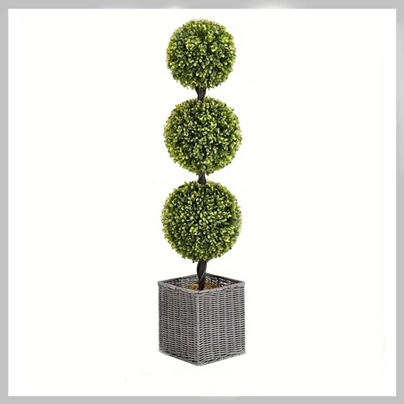 Arbust artificial Buxus în ghiveci împletit – 90 cm LN40385