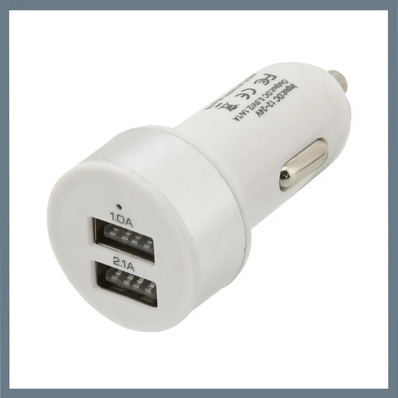 Adaptor USB Auto – 2 Porturi, pentru Priză de 12/24V, Ieșire 5V/2100mA 07406