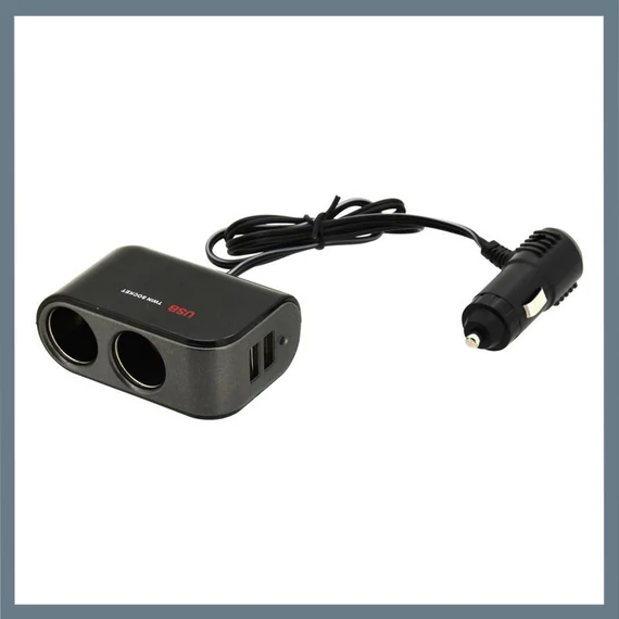Împărțitor pentru Priză Auto – 12/24V, cu 2 Ieșiri și 2 Porturi USB 07422